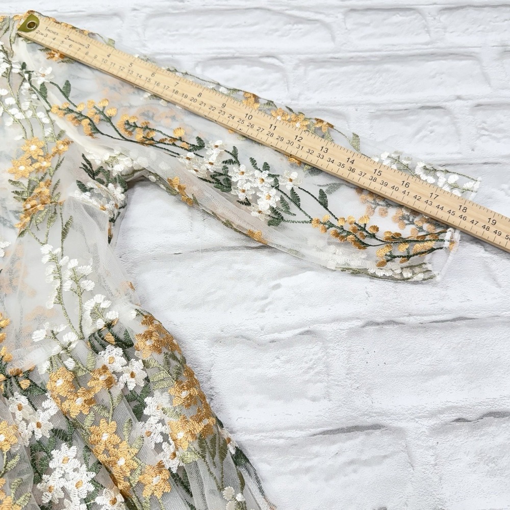 Vtg Metisu Embroidered Dress Sz XL Beige Floral Fairy Cottage Core Boho Feminine - Picture 12 of 16